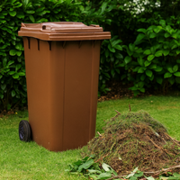 240L brown wheelie bin – view 2