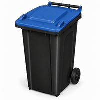 240L wheelie bin, Black bin with Blue lid