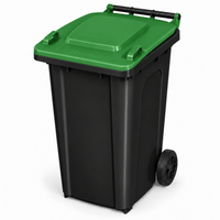 240L wheelie bin, Black bin with Green lid
