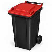240L wheelie bin, Black bin with Red lid