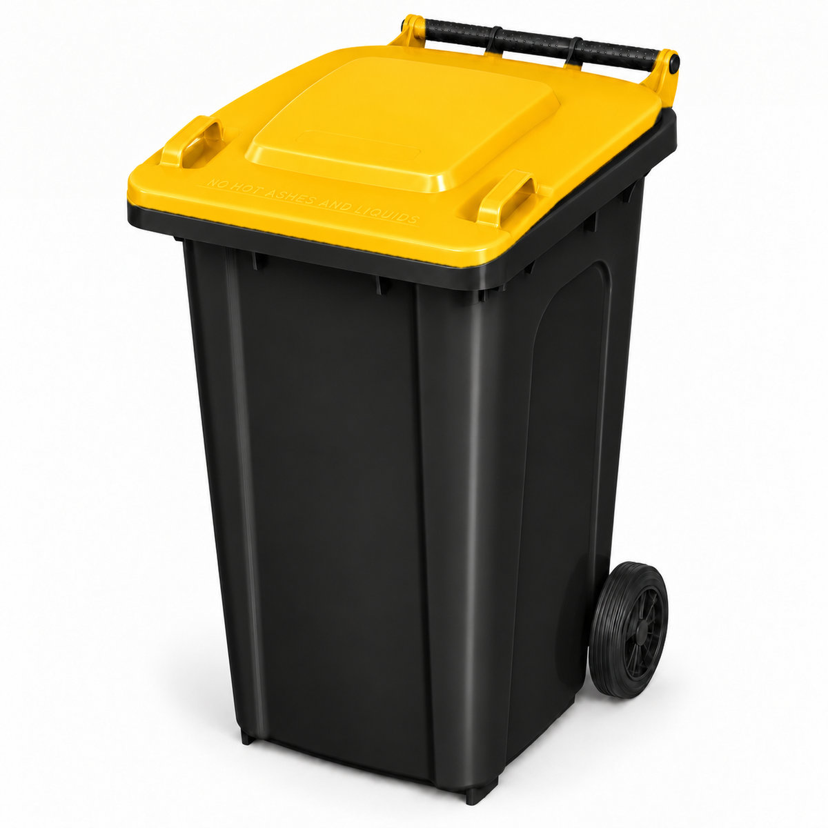 240L wheelie bin, Black bin with Yellow lid