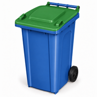 240L wheelie bin, Blue bin with Green lid