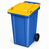 240L wheelie bin, Blue bin with Yellow lid