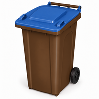 240L wheelie bin, Brown bin with Blue lid