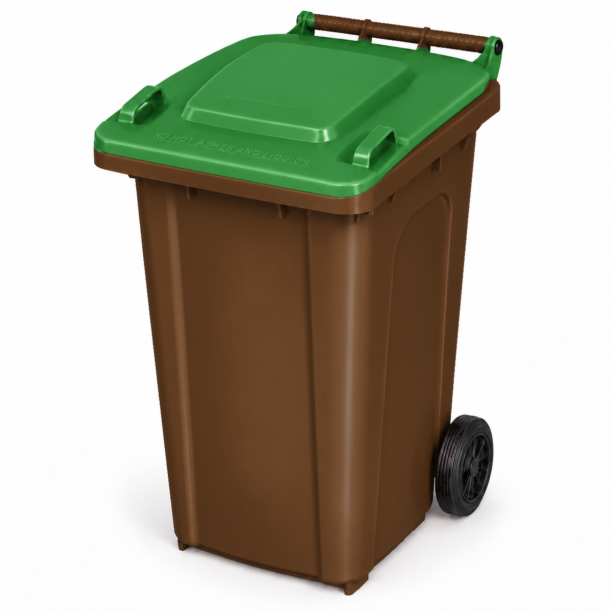 240L wheelie bin, Brown bin with Green lid