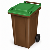 240L wheelie bin, Brown bin with Green lid