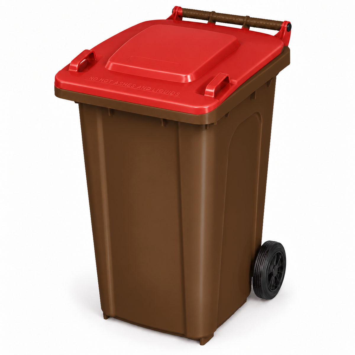 240L wheelie bin, Brown bin with Red lid