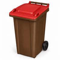 240L wheelie bin, Brown bin with Red lid