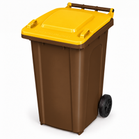 240L wheelie bin, Brown bin with Yellow lid