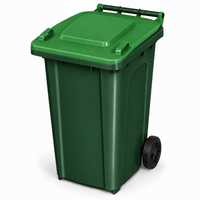 240L wheelie bin, Dark Green bin with Green lid