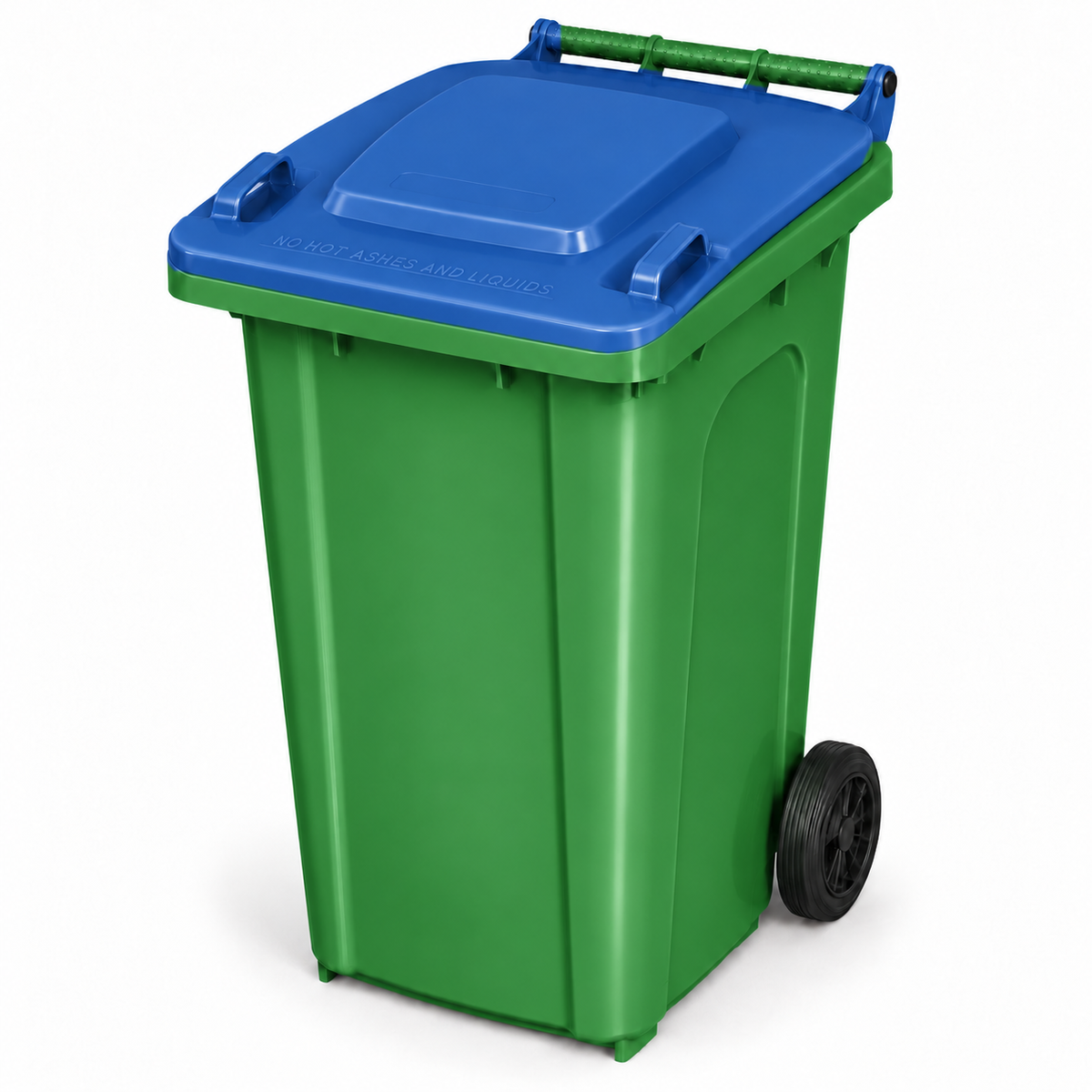 240L wheelie bin, Green bin with Blue lid