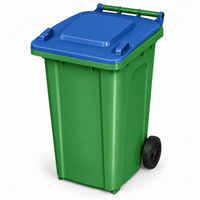 240L wheelie bin, Green bin with Blue lid