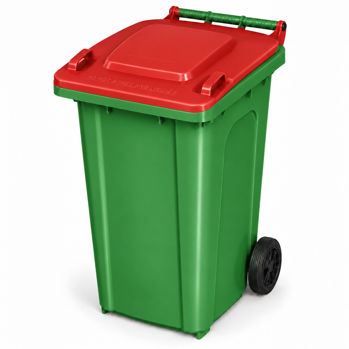 240L wheelie bin, Green bin with Red lid