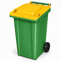 240L wheelie bin, Green bin with Yellow lid
