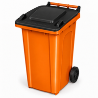 240L wheelie bin, Orange bin with Black lid