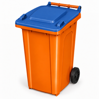 240L wheelie bin, Orange bin with Blue lid
