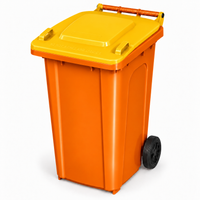 240L wheelie bin, Orange bin with Yellow lid