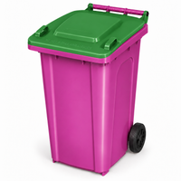 240L wheelie bin, Purple bin with Green lid