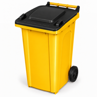 240L wheelie bin, Yellow bin with Black lid