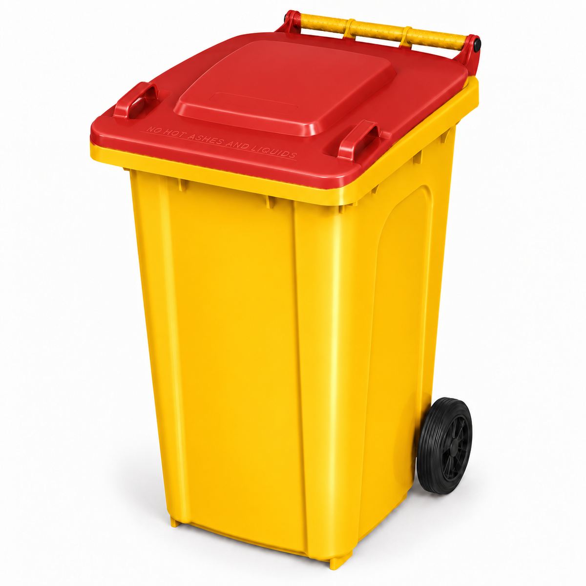 240L wheelie bin, Yellow bin with Red lid